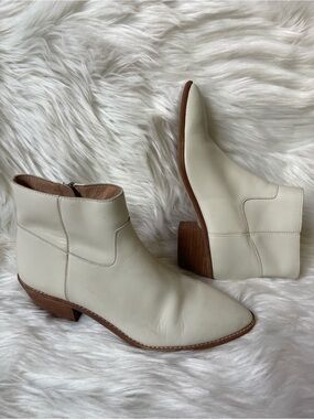Madewell The Charley Leather Ankle Boots Cream Ivory Women’s Size 9 K5308